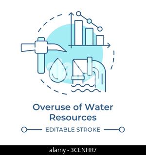 Overuse of water resources soft blue concept icon Stock Vector