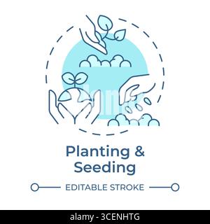 Planting and seeding soft blue concept icon Stock Vector
