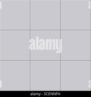 Seamless clean ceramic tile background in light gray tone with subtle 3D bevel, perfect for interior design and architectural surfaces. Seamless gray tile. Minimal ceramic pattern. Clean tile surface. Neutral square tiles. Light gray tile texture. Stock Vector