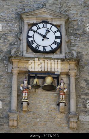 Historic Clock Tower With Bells and Stone Architecture. Oxford, England Stock Photo
