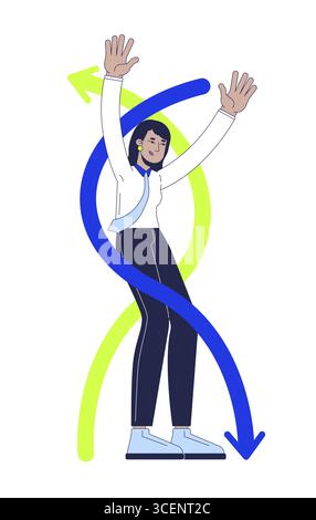 Flexibility soft skill in workplace 2D illustration concept Stock Vector