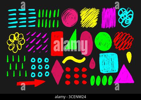 Hand Drawn Colorful Abstract Scribbles Pencil  Stock Vector
