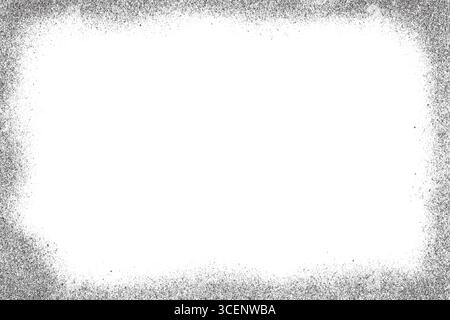 Noisy gradient dotted background. Grainy stipple pattern with halftone effect. Grunge vector rectangle frame with spray dust. Gritty vintage graphic Stock Vector
