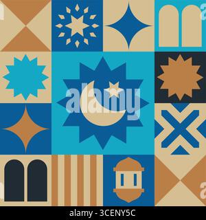 crescent moon and star with islamic ornament design vector Stock Vector ...