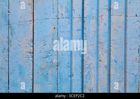 Old wood background. Grunge blue wooden painted planks texture. Stock Photo