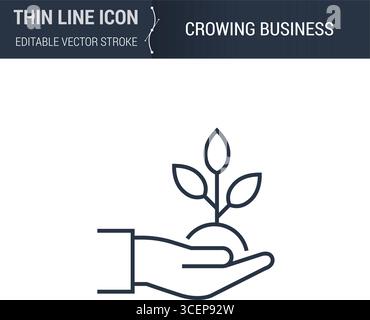 Crowning Business Symbol - Thin Line Icon. Perfect for Web Design. High-Quality Outline Vector Concept. Premium, Minimalist, Elegant Logo. Stock Vector