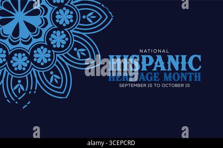 Hispanic heritage month Vector web banner, poster, card for social media, networks. Greeting with national Hispanic heritage month text, flowers Stock Vector