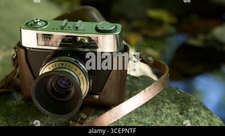 An old analog German Zeiss Ikon Kamera. Stock Photo