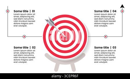 Infographic template with 4 options or steps. Dartboard. Can be used for workflow layout, diagram, banner, webdesign. Vector illustration Stock Vector