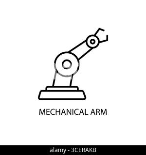 Mechanical arm icon. Thin linear mechanical arm outline icon isolated on white background from artificial intelligence collection. Line vector sign, s Stock Vector