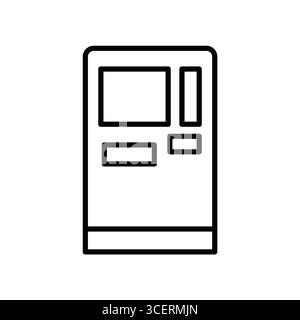 A minimalist outline illustration of a retro style vending machine, depicting an automatic device for snack and drink purchases. Elegant design for va Stock Vector