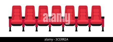 Movie theater hall red chairs isolated on white background. Movie theater seats. Vector illustration Stock Vector