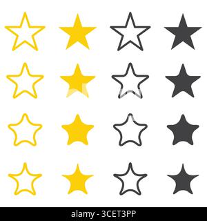 Vector Modern Yellow and Black Stars Set Stock Vector