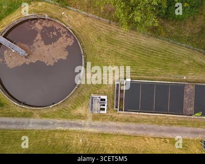 Wastewater treatment plant with modern purification system and industrial structures Stock Photo