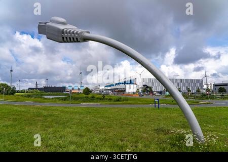 The Google Datacenter, a data centre in Eemshaven covering over 44 hectares, is being expanded and will be powered by renewable energy sources, includ Stock Photo