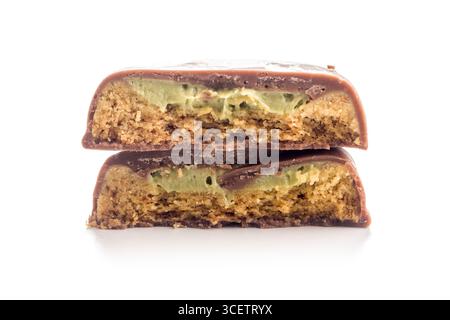 Dubai style chocolate cookies isolated on a white background. Stock Photo