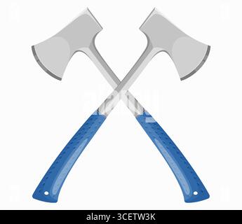 Camping ax isolated on a white background. Vector illustration of an axe in a flat style. Tool for working on wood. Carpenter's Symbol Stock Vector