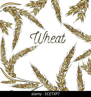 Wheat frame abstraction. hand drawn. Not AI, Vector illustration Stock Vector