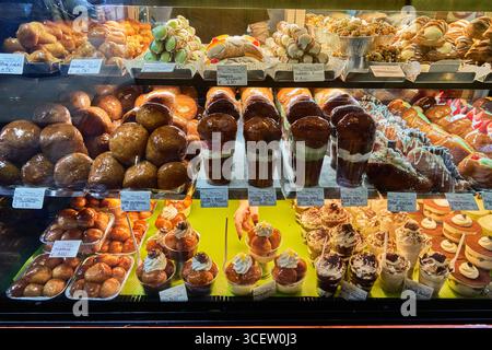 various sweets and pastries on display in a Naples bakery Stock Photo