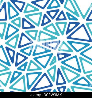 Triangles pattern geometric design. Large triangles size. Multiple colors style. Rounded triangular cells outlined. Repeatable pattern. Stock Vector