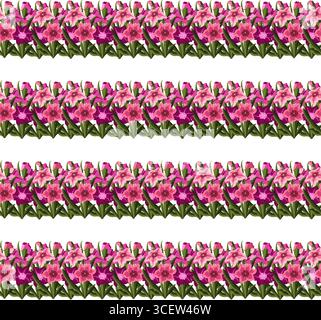 Simple flowers in flat style. Seamless pattern. Vector illustration. Stock Vector