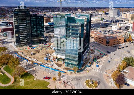 River Landing is located in the South downtown neighborhood of Saskatoon along the river. Stock Photo