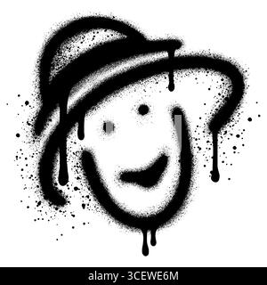 Spray Paint Graffiti Face wearing glasses isolated on white background ...