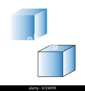 Gradient cube icon. Blue box shape. Isometric block Vector. Modern 3D motif. Stock Vector