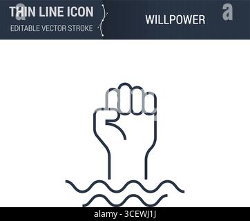 Willpower Icon - Thin Line Business Symbol. Ideal for Web Design. Quality Outline Vector Concept. Premium, Simple, Elegant Logo Stock Vector