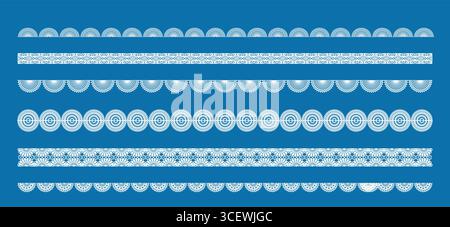 Set of decorative lace borders and trims with floral circular patterns vector Stock Vector