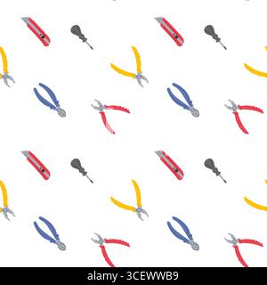 Tools in various colors scattered on a white background for creative design elements Stock Vector