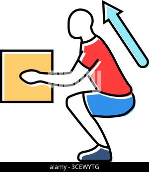 safe lifting technique injury prevention line icon vector illustration ...