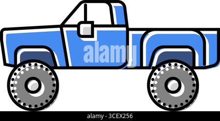 truck oversized tires redneck color icon vector illustration Stock ...