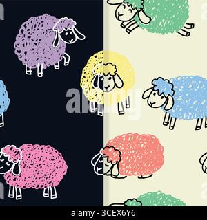 sheep vector doodle set vector and memo Stock Vector