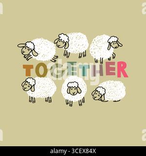 sheep vector doodle set vector and memo Stock Vector