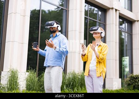 Exploring Virtual Reality Outdoors Stock Photo