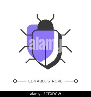 Bug offset shadow line icon Stock Vector