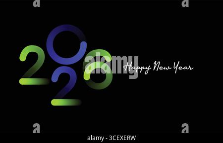 2026 Happy New Year Design For Banner, Poster post Design 2026 Flat New Year Gold Text Number Design Vector Illustration. Stock Vector