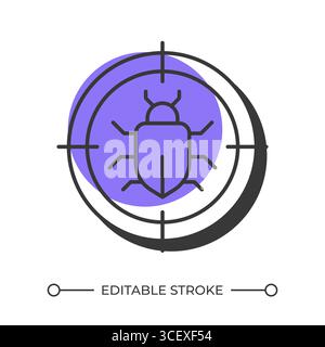 Bug tracking offset shadow line icon Stock Vector