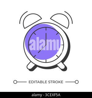 Alarm clock offset shadow line icon Stock Vector