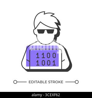 Software developer offset shadow line icon Stock Vector