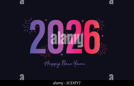 2026 Happy New Year Design For Banner, Poster post Design 2026 Flat New Year Gold Text Number Design Vector Illustration. Stock Vector