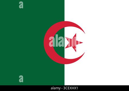 Algeria national flag with crescent and star, green and white colors isolated vector illustration Stock Vector