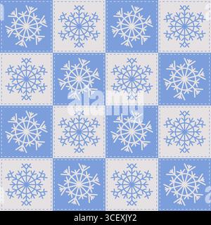 Christmas Snowflakes Patchwork Seamless Pattern Stock Vector