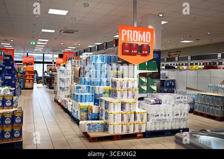 Toilet paper in bulk packing in a store Stock Photo