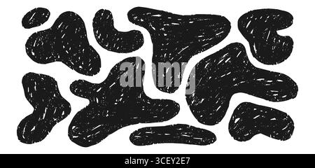 Irregular Shapes With Black Pencil Texture Stock Vector