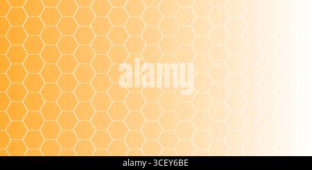 Gradient honeycomb pattern with orange hexagons on white background Stock Vector