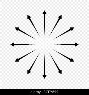 Arrows circle pointing outwards. Vector icon Stock Vector