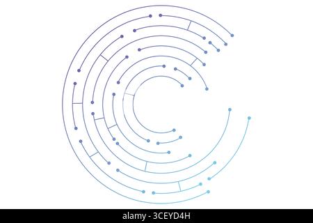 Circuit board circle line dots connection. Motherboard electronic technology data, electrical board, cpu. Programming science, computer system elements. Vector illustration Stock Vector