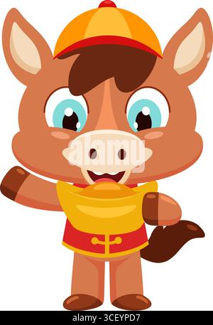 Funny face chinese gold ingot cartoon character style with Wink eye ...